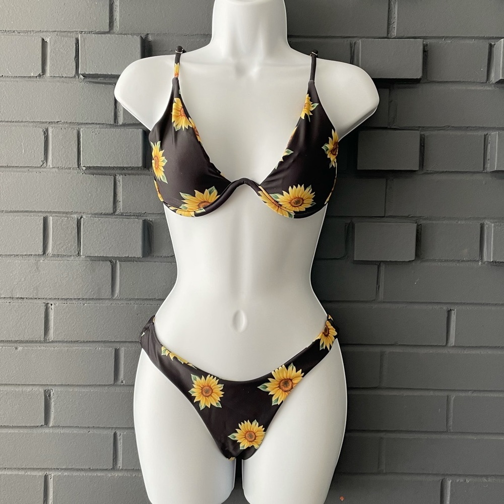 Underwire Bikini Swimsuit Sunflowers